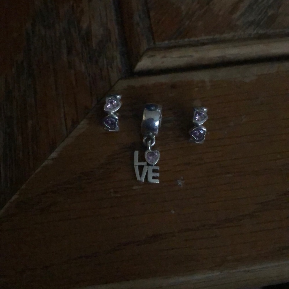 Sterling silver pink CZ charms